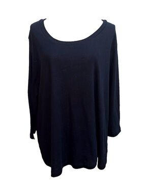St. John's Bay Black Scoop Round Neck Long Sleeve Top - Relaxed Fit Size XL